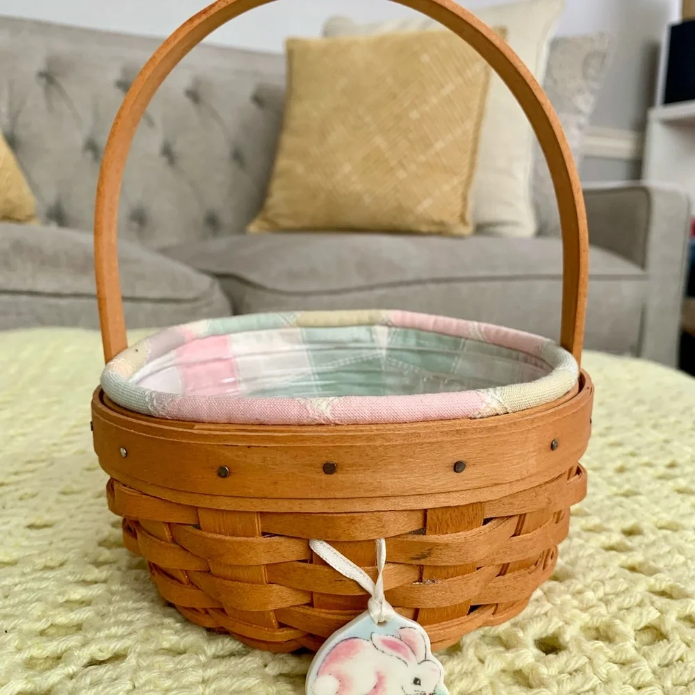 Longaberger 2001 Edition Small Easter Woven Basket with Pastel Lining